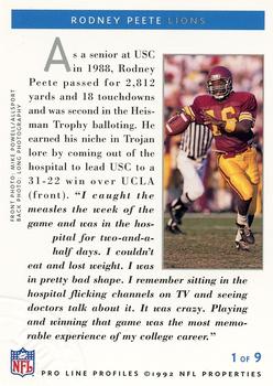 1992 Pro Line Profiles - 1992 National Convention #NNO Rodney Peete Back