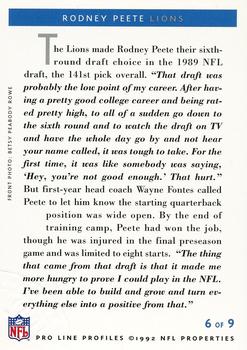1992 Pro Line Profiles - 1992 National Convention #NNO Rodney Peete Back