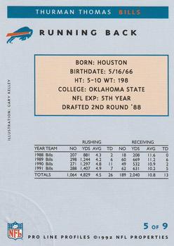 1992 Pro Line Profiles - 1992 National Convention #NNO Thurman Thomas Back