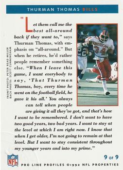 1992 Pro Line Profiles - 1992 National Convention #NNO Thurman Thomas Back