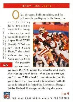 1992 Pro Line Profiles - 1992 National Convention #NNO Jerry Rice Back