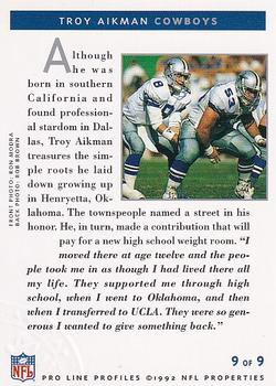 1992 Pro Line Profiles - 1992 National Convention #NNO Troy Aikman Back