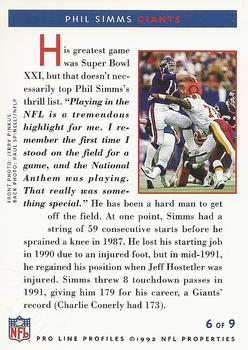 1992 Pro Line Profiles - 1992 National Convention #NNO Phil Simms Back