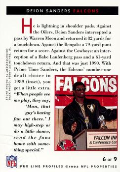 1992 Pro Line Profiles - 1992 National Convention #NNO Deion Sanders Back