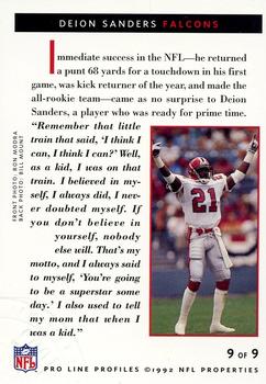 1992 Pro Line Profiles - 1992 National Convention #NNO Deion Sanders Back