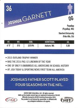 2016 SAGE HIT #36 Joshua Garnett Back