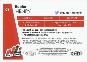 2016 SAGE HIT #67 Hunter Henry Back