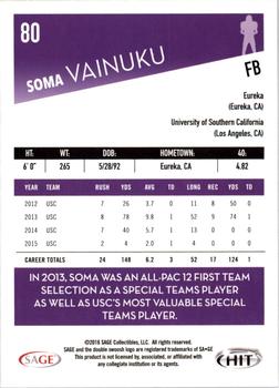 2016 SAGE HIT #80 Soma Vainuku Back