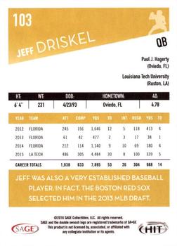 2016 SAGE HIT #103 Jeff Driskel Back