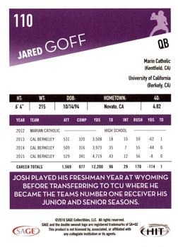 2016 SAGE HIT #110 Jared Goff Back