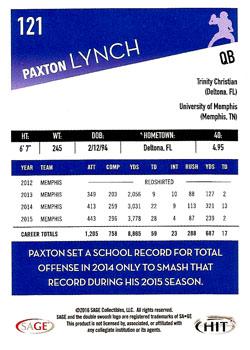 2016 SAGE HIT #121 Paxton Lynch Back