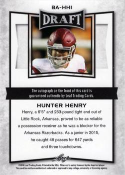 2016 Leaf Metal Draft #BA-HH1 Hunter Henry Back