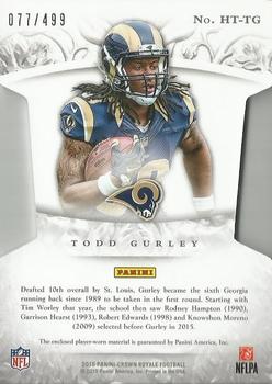 2015 Panini Crown Royale - Heirs to the Throne Die Cut Relics #HT-TG Todd Gurley Back
