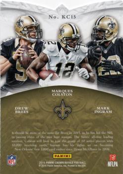 2015 Panini Crown Royale - King's Court Die Cuts #KC15 Mark Ingram / Marques Colston / Drew Brees Back