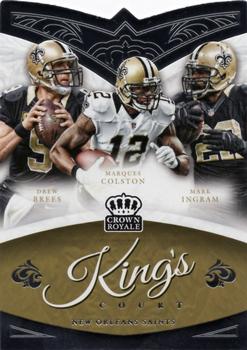 2015 Panini Crown Royale - King's Court Die Cuts #KC15 Mark Ingram / Marques Colston / Drew Brees Front