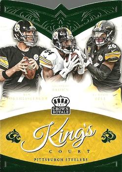 2015 Panini Crown Royale - King's Court Die Cuts Green #KC3 Antonio Brown / Ben Roethlisberger / Le'Veon Bell Front