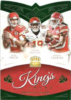 2015 Panini Crown Royale - King's Court Die Cuts Green #KC13 Alex Smith / Jamaal Charles / Jeremy Maclin Front