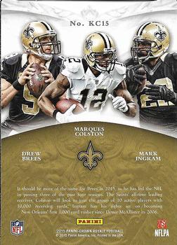 2015 Panini Crown Royale - King's Court Die Cuts Green #KC15 Mark Ingram / Marques Colston / Drew Brees Back
