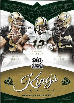 2015 Panini Crown Royale - King's Court Die Cuts Green #KC15 Mark Ingram / Marques Colston / Drew Brees Front