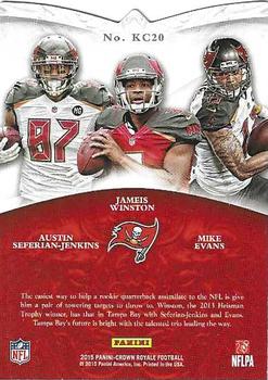 2015 Panini Crown Royale - King's Court Die Cuts Red #KC20 Jameis Winston / Austin Seferian-Jenkins / Mike Evans Back