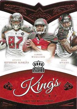 2015 Panini Crown Royale - King's Court Die Cuts Red #KC20 Jameis Winston / Austin Seferian-Jenkins / Mike Evans Front