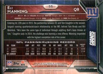 2015 Topps Chrome Mini - Diamond #55 Eli Manning Back
