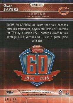 2015 Topps Chrome Mini - 60th Anniversary Pulsar Refractors #T60-GS Gale Sayers Back