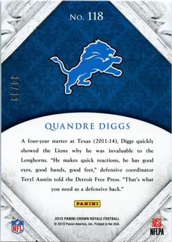 2015 Panini Crown Royale - Gold #118 Quandre Diggs Back