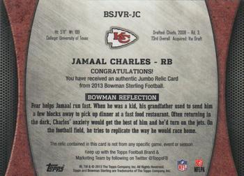 2013 Bowman Sterling - Jumbo Veteran Relics #BSJVR-JC Jamaal Charles Back