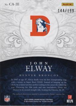 2015 Panini Crown Royale - Crowning Achievements #CA-JE John Elway Back