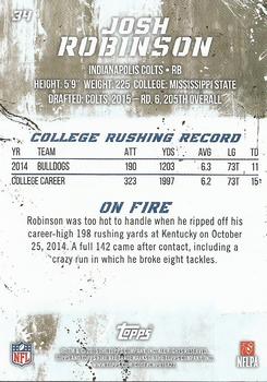 2015 Topps Fire - Rookies #34 Josh Robinson Back