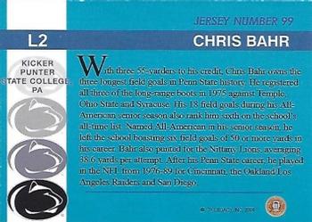 2007 TK Legacy Penn State Nittany Lions #L2 Chris Bahr Back