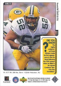 1998 Upper Deck ShopKo Green Bay Packers I #GB23 Frank Winters Back