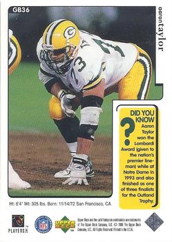 1998 Upper Deck ShopKo Green Bay Packers I #GB36 Aaron Taylor Back