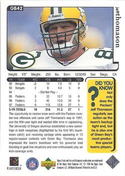 1998 Upper Deck ShopKo Green Bay Packers I #GB42 Jeff Thomason Back