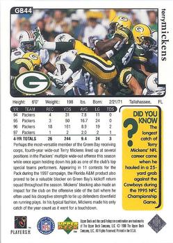 1998 Upper Deck ShopKo Green Bay Packers I #GB44 Terry Mickens Back