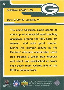 1998 Upper Deck ShopKo Green Bay Packers I - Leaders of the Pack #P2 Sherman Lewis Back