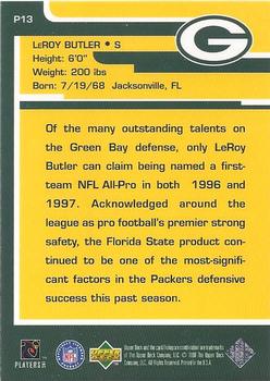 1998 Upper Deck ShopKo Green Bay Packers I - Leaders of the Pack Title Defense #P13 LeRoy Butler Back