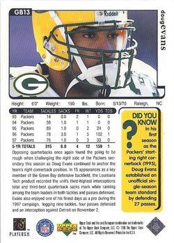 1998 Upper Deck ShopKo Green Bay Packers I - Title Defense #GB13 Doug Evans Back