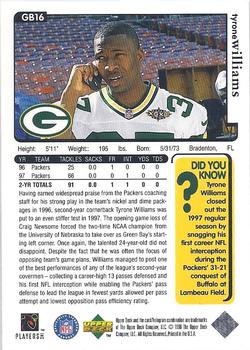 1998 Upper Deck ShopKo Green Bay Packers I - Title Defense #GB16 Tyrone Williams Back