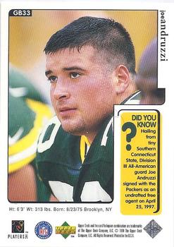 1998 Upper Deck ShopKo Green Bay Packers I - Title Defense #GB33 Joe Andruzzi Back