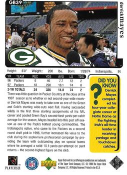 1998 Upper Deck ShopKo Green Bay Packers I - Title Defense #GB39 Derrick Mayes Back