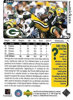 1998 Upper Deck ShopKo Green Bay Packers I - Title Defense #GB44 Terry Mickens Back