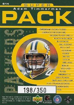 1998 Upper Deck ShopKo Green Bay Packers II - Super Pack #S14 Adam Timmerman Back
