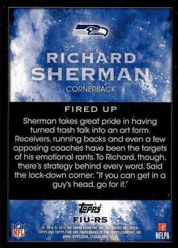 2015 Topps Fire - Fired Up #FIU-RS Richard Sherman Back