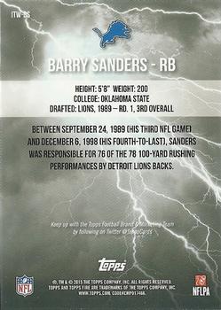 2015 Topps Fire - Into the Wild #ITW-BS Barry Sanders Back