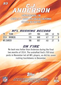 2015 Topps Fire - Flame #93 C.J. Anderson Back