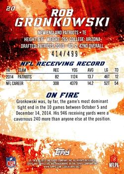 2015 Topps Fire - Orange #20 Rob Gronkowski Back