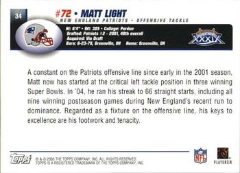 2005 Topps New England Patriots Super Bowl XXXIX Champions #34 Matt Light Back