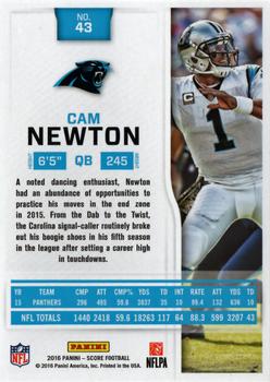 2016 Score #43 Cam Newton Back